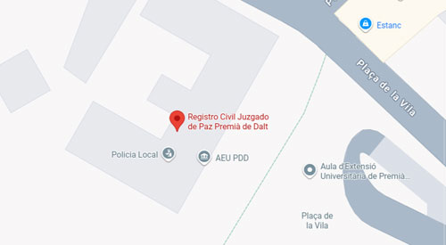 ubicacion Registro Civil Juzgado de Paz Premià de Mar Barcelona